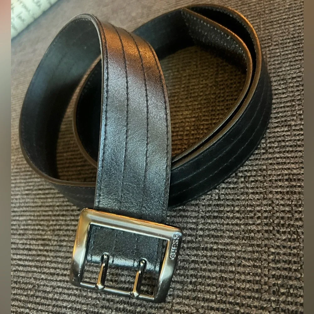 Guess Black Genuine Leather Belt
